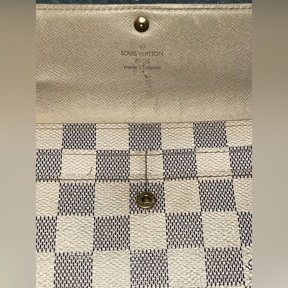 Louis Vuitton Damier Azur Coated Canvas Leather Sarah Long Wallet - Picture 4 of 13